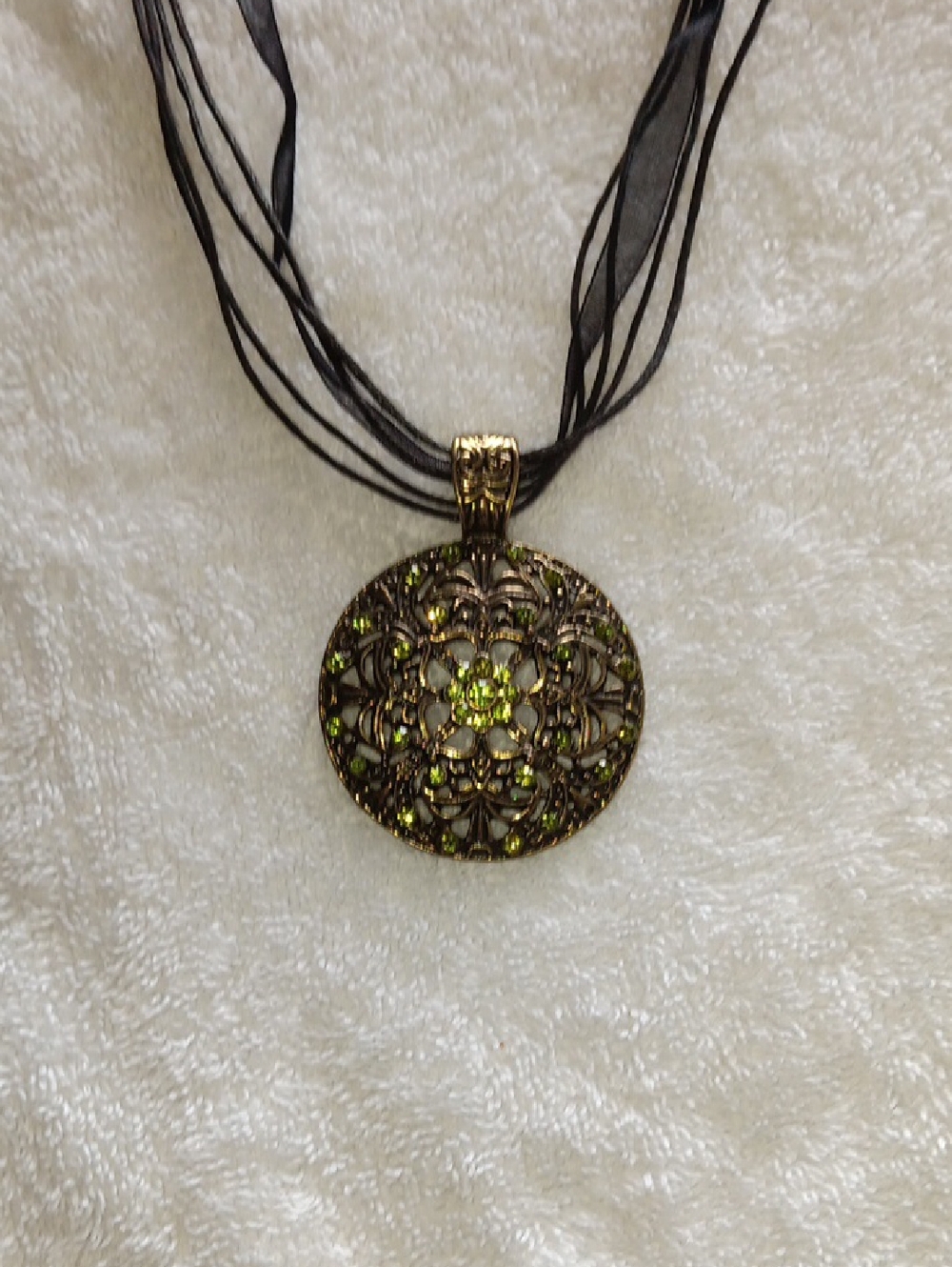 Lia Sophia Gold-Tone Filigree Necklace with Green Crystals